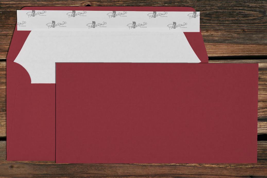 Briefhüllen mit Seidenfutter DL 110x220 mm Haftklebend Rosso gerippt 100 g/qm